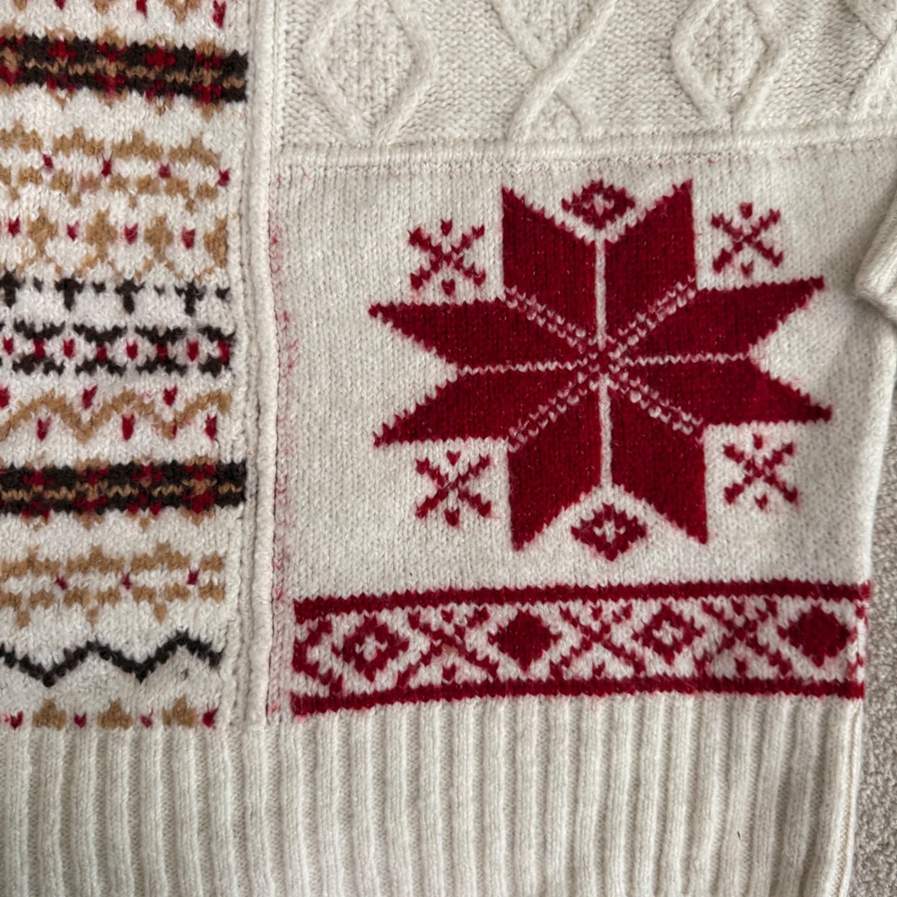 American Eagle Patchwork Fair Isle Snowflake Mock… - image 3